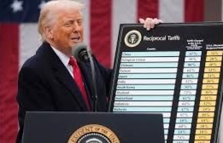 USAs president Donald Trump presenterar nya tullar.